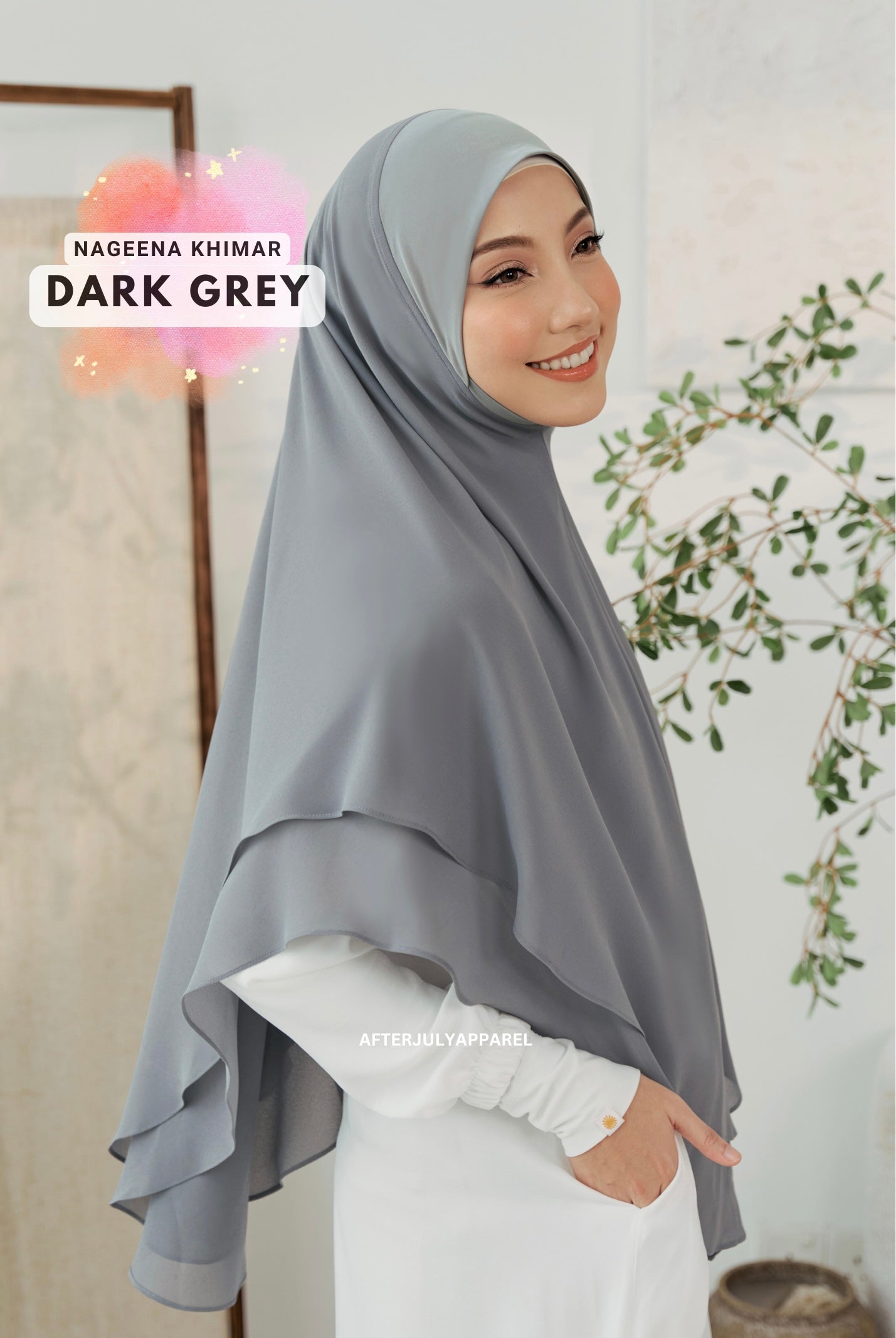 Nageena khimar Dark Grey