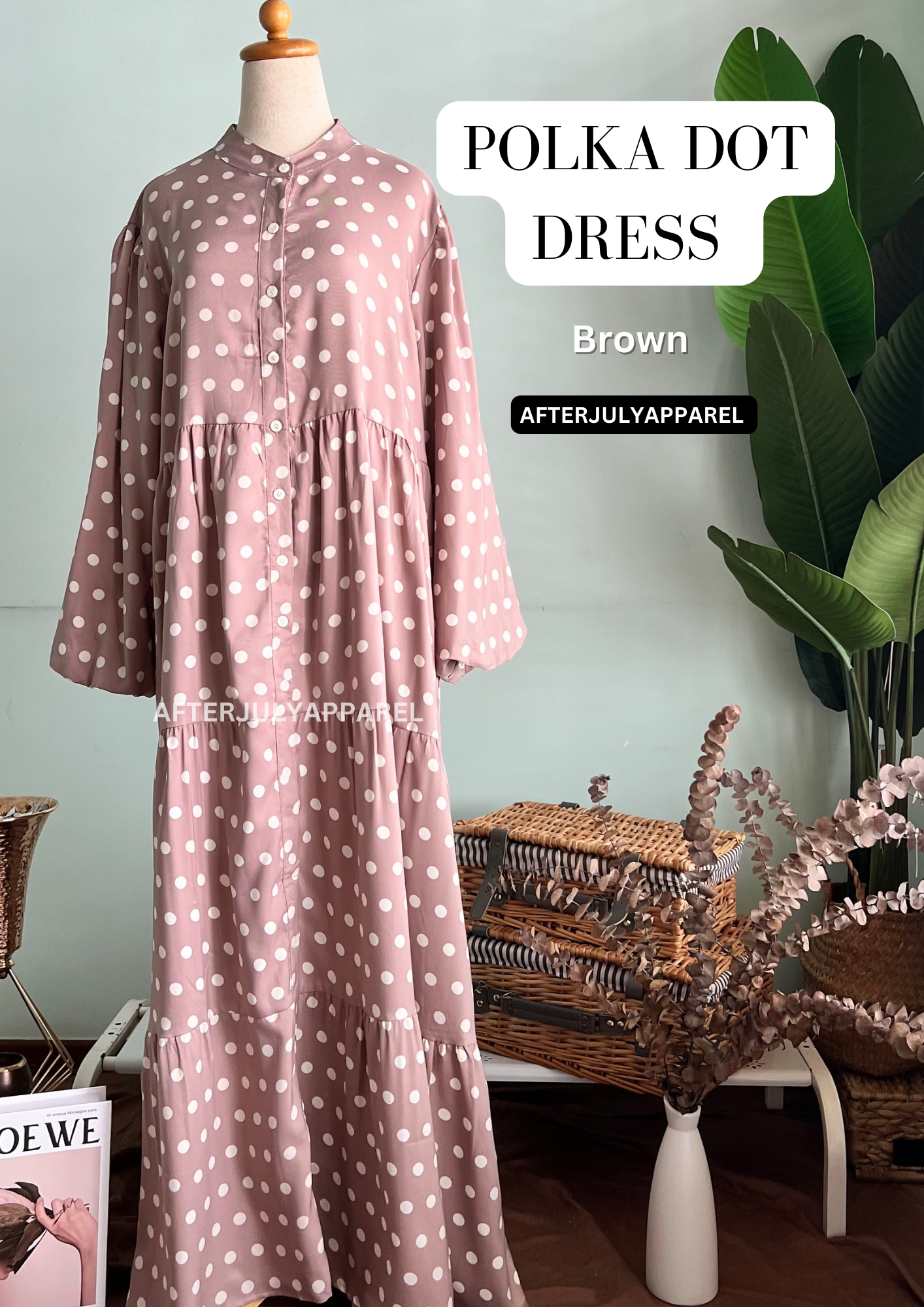 Polka Dot Dress: Brown