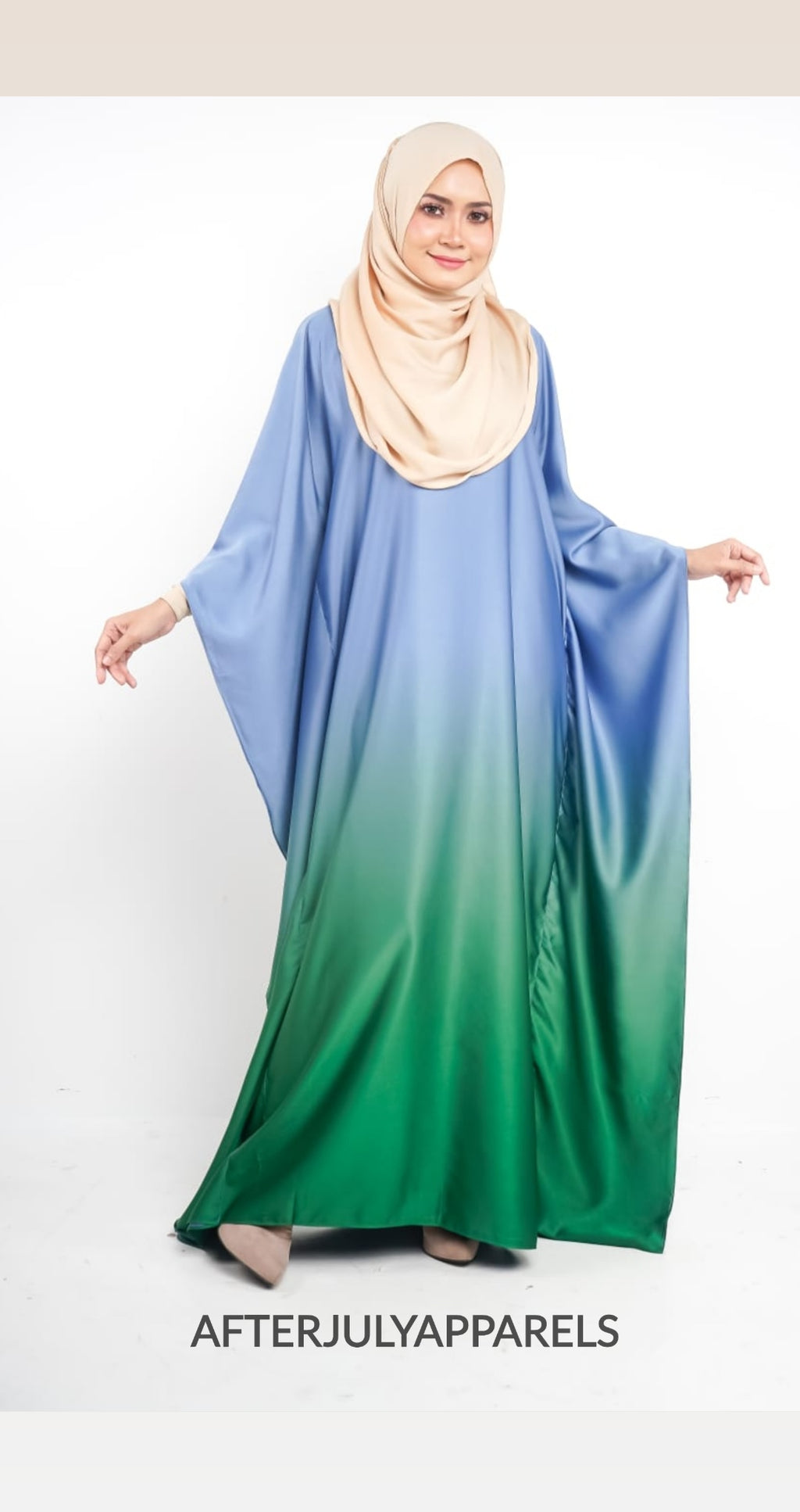 Kaftan Dress: Ombre Peacock